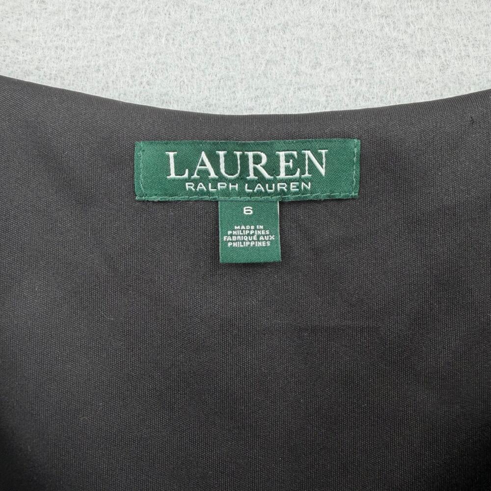 Lauren Ralph Lauren Black Floral Sleeveless Fit & Flare Pleated Jersey Dress - Picture 8 of 9